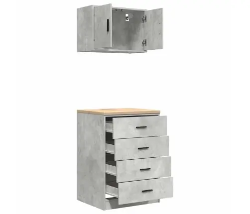 Garāžas Skapji, 2 Gab., Betona Pelēki, Inženierijas Koks Vidaxl