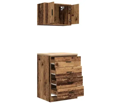 Garāžas Skapji, 2 Gab., Veci Dēļi, Inženierijas Koks Vidaxl