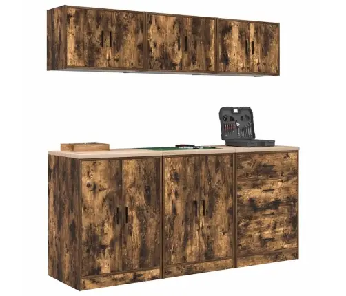 Garāžas Skapji, 6 Gab., Ozolkoka Krāsa, Inženierijas Koks Vidaxl