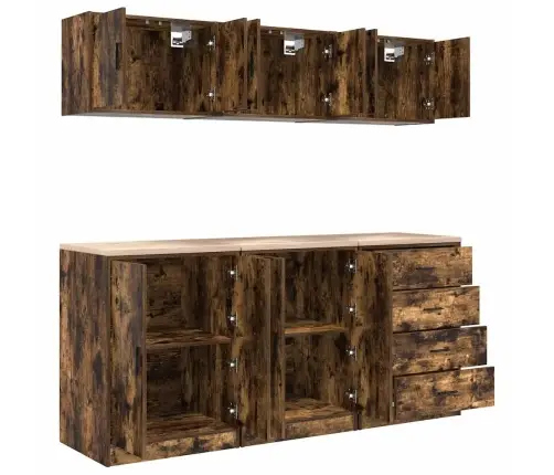 Garāžas Skapji, 6 Gab., Ozolkoka Krāsa, Inženierijas Koks Vidaxl