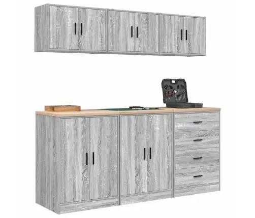 Garažo Spintos, 6 Vnt., Pilkos, Mediena