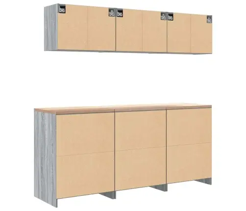 Garažo Spintos, 6 Vnt., Pilkos, Mediena