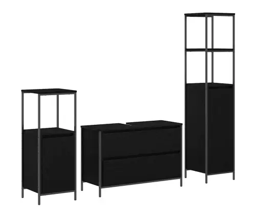 Vannas Istabas Mēbeļu Komplekts Ar Plauktu 3 Pcs Melns Ozols Vidaxl