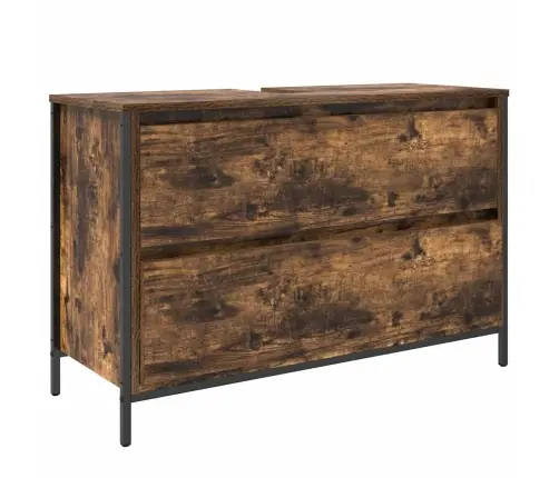 3 Daļu Vannas Istabas Mēbeļu Komplekts Ar Dūmu Ozolu Un Inženierijas Koku Vidaxl