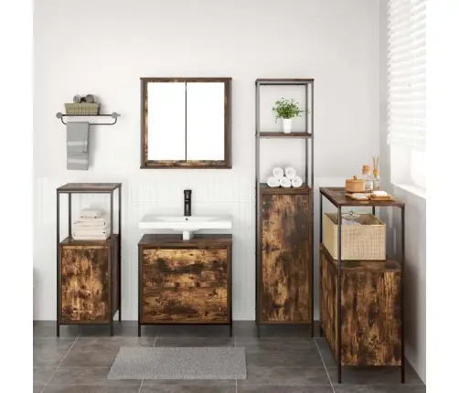 Vannitoa Mööbleset 5 Pcs Pruun 76.5 X 35 X 95 Cm Tehispuit