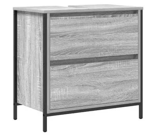 5 Daļu Vannas Istabas Mēbeļu Komplekts Pelēkā Sonoma Inženierijas Kokā Vidaxl