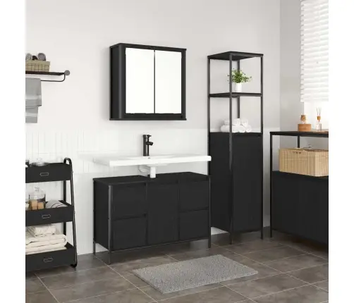 Vannas Istabas Mēbeļu Komplekts Ar Atvilktni 2 Pcs Melns Ozols Vidaxl