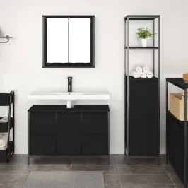 Vannas Istabas Mēbeļu Komplekts Ar Atvilktni 2 Pcs Melns Ozols Vidaxl