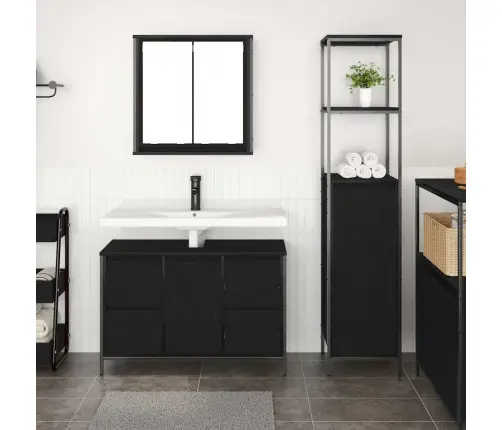 Vannas Istabas Mēbeļu Komplekts Ar Atvilktni 2 Pcs Melns Ozols Vidaxl