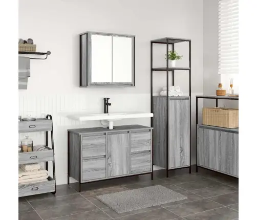 2 Daļīgs Vannas Istabas Mēbeļu Komplekts Pelēkā Sonoma Inženierijas Koks Vidaxl