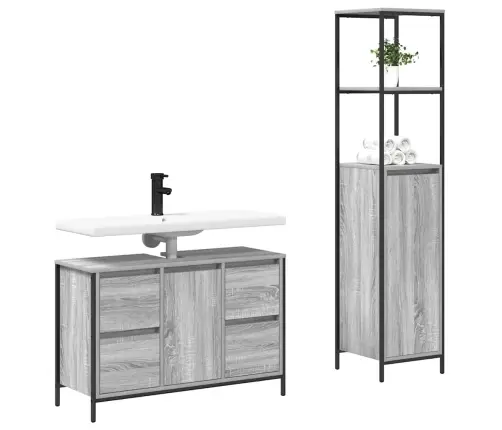 2 Daļīgs Vannas Istabas Mēbeļu Komplekts Pelēkā Sonoma Inženierijas Koks Vidaxl