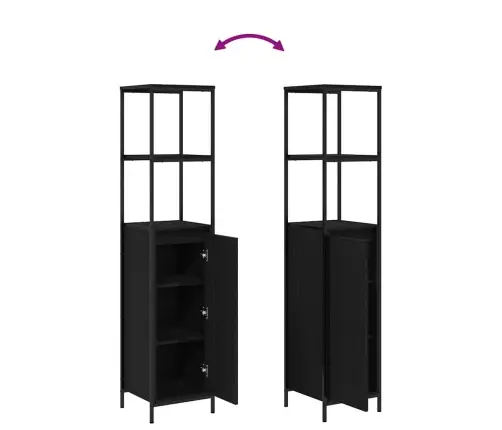 Vonios Baldų Rinkinys 3 Pcs Juodas Ąžuolas Apdirbta Mediena