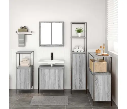 5 Gabalu Vannasistabas Mēbeļu Komplekts Pelēkā Sonomā Vidaxl