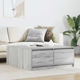 Kafijas Galdiņš Ar Atvilktnēm, Pelēka Ozolkoka, 100X100X40 Cm Vidaxl