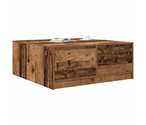 Kafijas Galdiņš Ar Atvilktnēm, Veca Koka Krāsā, 100X100X40 Cm Vidaxl