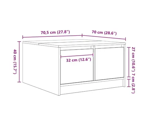 Kavos Staliukas Su Stalčiais, Betoninis Pilkas, 70,5X70X40 Cm