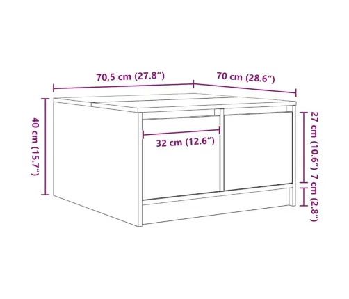 Diivanilaud Sahtlitega Käsitöötamm 70,5X70X40 Cm