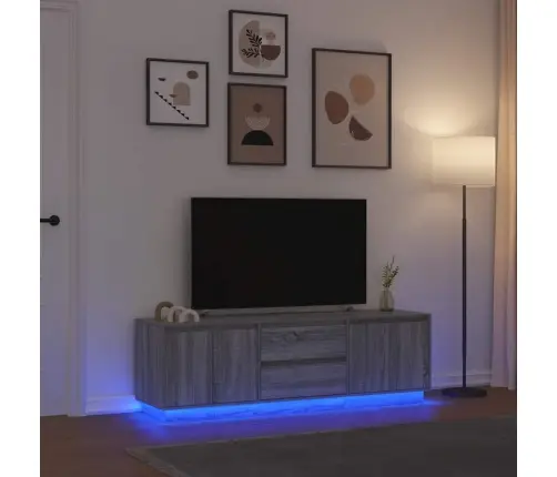 Tv Spintelė Su Led Lemputėmis, Pilka Ąžuolo, 160,5X41X50 Cm