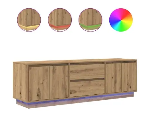 Tv Skapītis Ar Led Gaismiņām, Koka Krāsa, 160,5X41X50 Cm Vidaxl