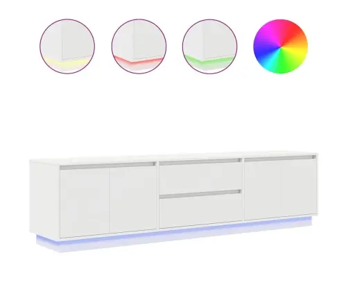 Tv Spintelė Su Led Lemputėmis, Baltos Spalvos, 193,5X41X50 Cm