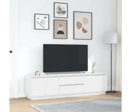 Tv Spintelė Su Led Lemputėmis, Baltos Spalvos, 193,5X41X50 Cm
