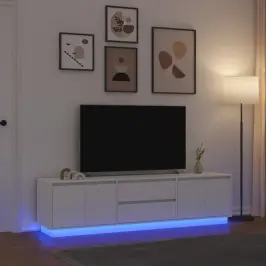 Tv Spintelė Su Led Lemputėmis, Baltos Spalvos, 193,5X41X50 Cm