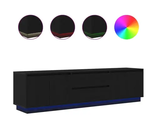 Tv Skapītis Ar Led Apgaismojumu, Melni, 193,5X41X50 Cm Vidaxl