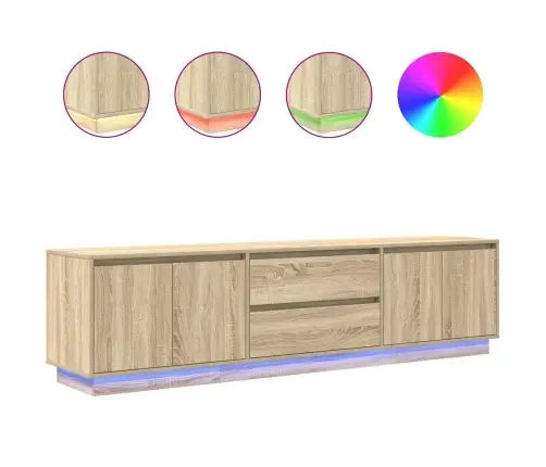 Tv Skapītis Ar Led Lampiņām, Ozolkoka, 193,5X41X50 Cm Vidaxl