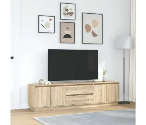 Tv Skapītis Ar Led Lampiņām, Ozolkoka, 193,5X41X50 Cm Vidaxl