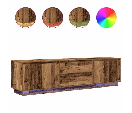 Led-Valgustitega Telerikapp, Vana Puit 193,5X41X50 Cm