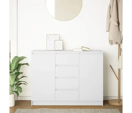 Kumode Ar Atvilktnēm, Balta, 100,5X35X76 Cm, Inženierijas Koks Vidaxl