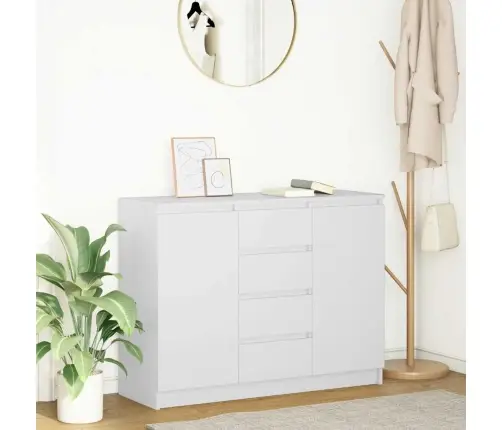 Kumode Ar Atvilktnēm, Balta, 100,5X35X76 Cm, Inženierijas Koks Vidaxl