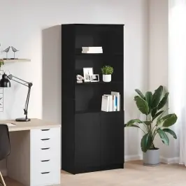 Augstais Skapītis Melns Ozols 70X35X180 Cm Inženierijas Koks Vidaxl