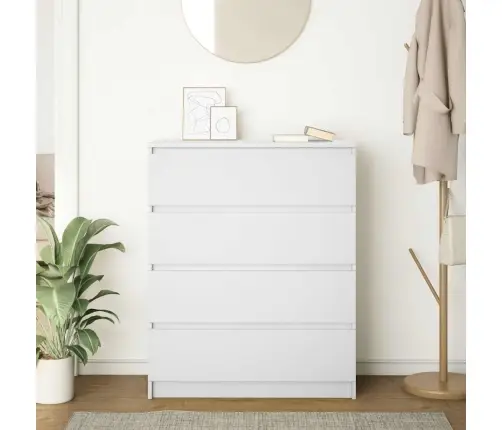 Kumode, Balta, 80X35X99 Cm, Inženierijas Koks Vidaxl