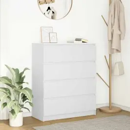 Kumode, Balta, 80X35X99 Cm, Inženierijas Koks Vidaxl