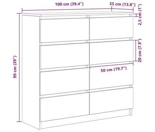 Bufete Old Wood 100X35X99 Cm Engineered Wood Vidaxl