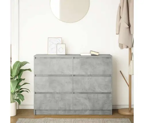 Kumode, Betona Pelēka, 100X35X76 Cm, Inženierijas Koks Vidaxl