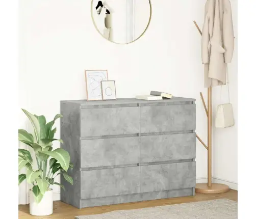 Kumode, Betona Pelēka, 100X35X76 Cm, Inženierijas Koks Vidaxl