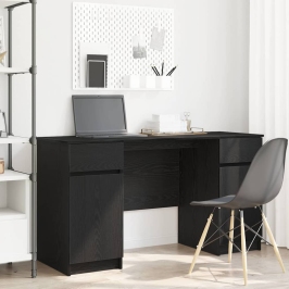 Galds Ar Plauktu Melns Ozols 140 X 49 X 76 Cm Inženierijas Koks Vidaxl