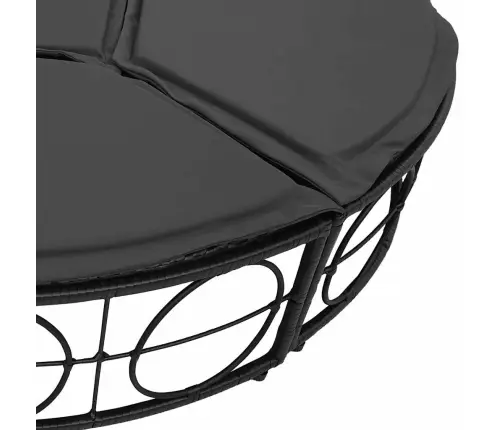 Dārza Atpūtas Gulta Ar Jumtiņu, Matračiem, Melna Pe Rotangpalma Vidaxl