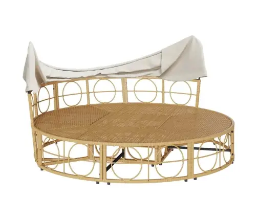 Dārza Atpūtas Gulta Ar Jumtiņu Matračiem Pe Rotangpalma Vidaxl