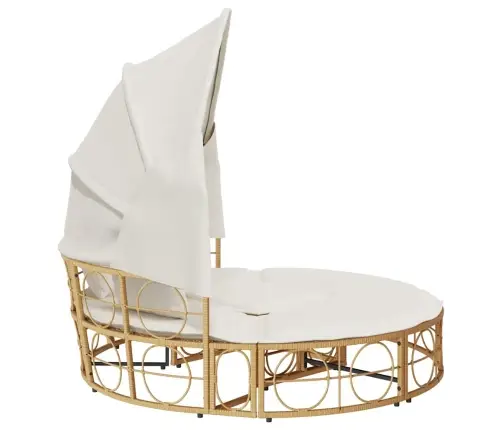 Dārza Atpūtas Gulta Ar Jumtiņu Matračiem Pe Rotangpalma Vidaxl