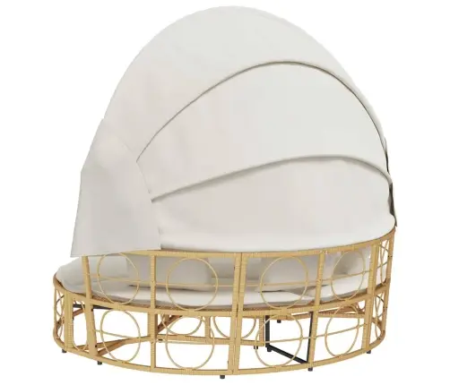 Dārza Atpūtas Gulta Ar Jumtiņu Matračiem Pe Rotangpalma Vidaxl