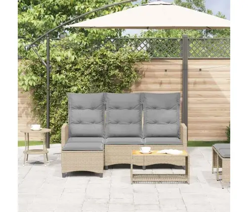 Atlaižams Dārza Dīvāns Ar Spilveniem L-Veida Smilškrāsas Vidaxl