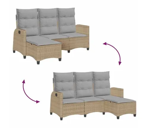 Atlaižams Dārza Dīvāns Ar Spilveniem L-Veida Smilškrāsas Vidaxl