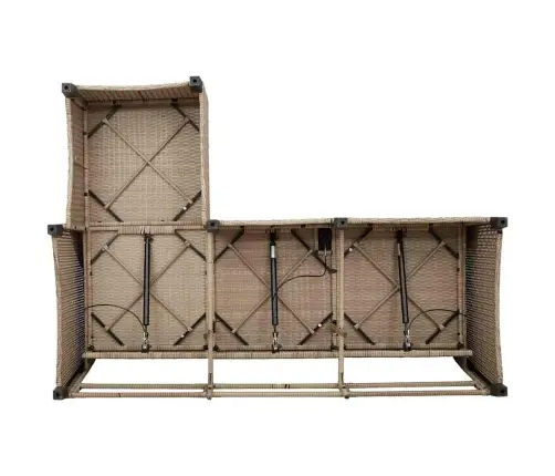 Atlaižams Dārza Dīvāns Ar Spilveniem L-Veida Smilškrāsas Vidaxl