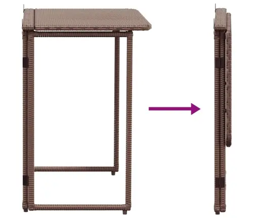 Sulankstomas Sodo Stalas Rudas 90X51X75 Cm Poly Rattan