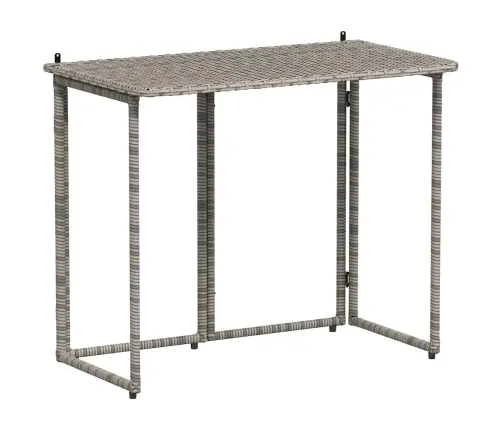 Saliekamais Dārza Galds Pelēks 90X51X75 Cm Pe Rotangpalma Vidaxl