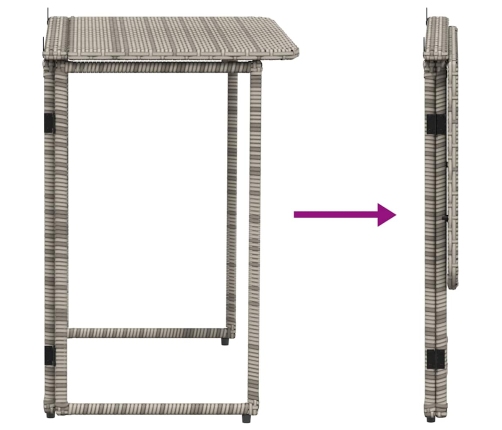 Saliekamais Dārza Galds Pelēks 90X51X75 Cm Pe Rotangpalma Vidaxl