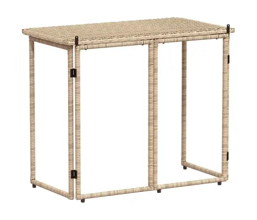 Saliekamais Dārza Galds Bēšs 90X51X75 Cm Pe Rotangpalma Vidaxl